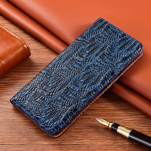 Leather Case Stands Flip Cover Holder H17P for Samsung Galaxy M51 Blue