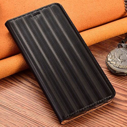 Leather Case Stands Flip Cover Holder H18P for Motorola Moto G10 Black