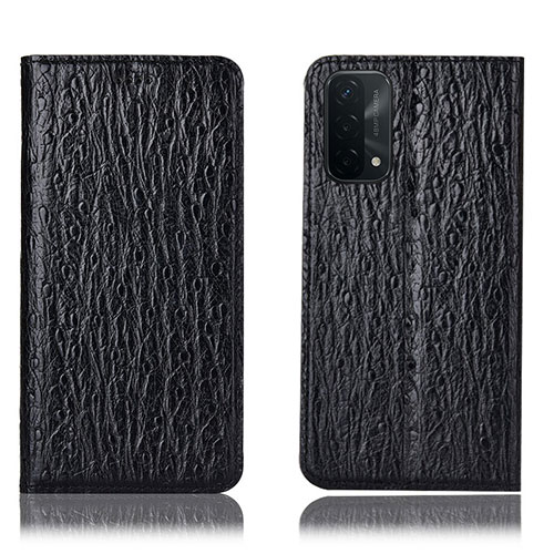 Leather Case Stands Flip Cover Holder H18P for OnePlus Nord N200 5G Black