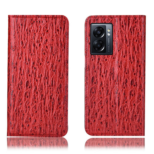 Leather Case Stands Flip Cover Holder H18P for OnePlus Nord N300 5G Red
