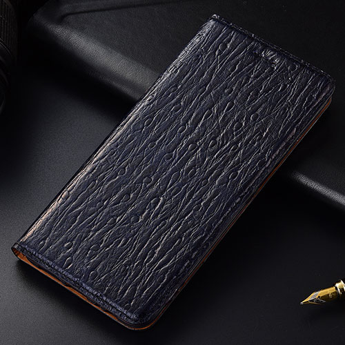 Leather Case Stands Flip Cover Holder H18P for Oppo A33 Blue