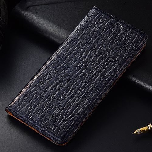 Leather Case Stands Flip Cover Holder H18P for Oppo A53 Blue