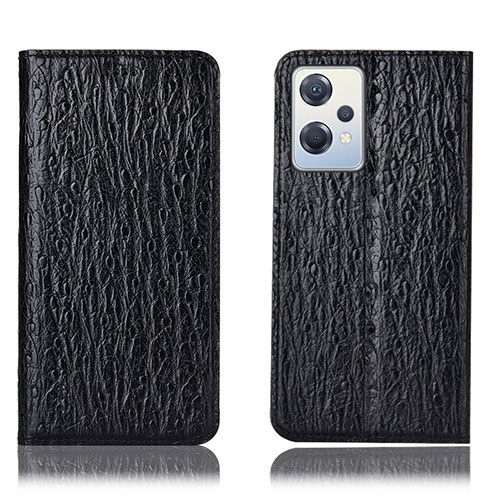 Leather Case Stands Flip Cover Holder H18P for Oppo K10X 5G Black