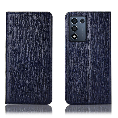 Leather Case Stands Flip Cover Holder H18P for Oppo K9S 5G Blue