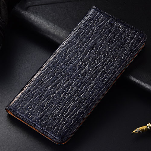 Leather Case Stands Flip Cover Holder H18P for Samsung Galaxy M30s Blue