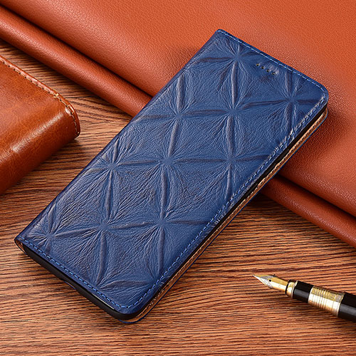 Leather Case Stands Flip Cover Holder H19P for Apple iPhone 12 Mini Blue