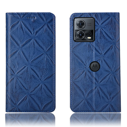 Leather Case Stands Flip Cover Holder H19P for Motorola Moto Edge S30 Pro 5G Blue