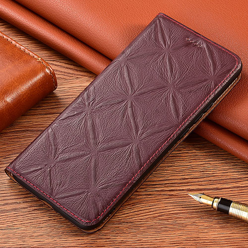 Leather Case Stands Flip Cover Holder H19P for Motorola Moto G10 Red Wine