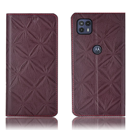 Leather Case Stands Flip Cover Holder H19P for Motorola Moto G50 5G Red Wine