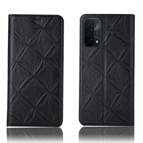 Leather Case Stands Flip Cover Holder H19P for OnePlus Nord N200 5G Black