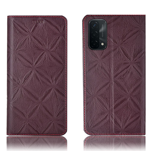 Leather Case Stands Flip Cover Holder H19P for OnePlus Nord N200 5G Red Wine