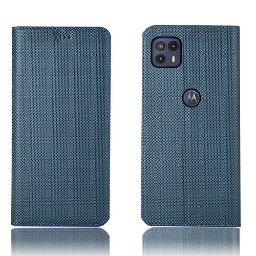 Leather Case Stands Flip Cover Holder H20P for Motorola Moto G50 5G Blue