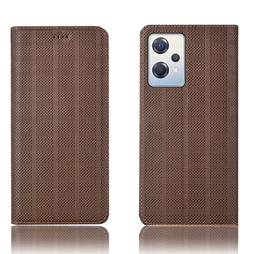 Leather Case Stands Flip Cover Holder H20P for Oppo K10X 5G Brown