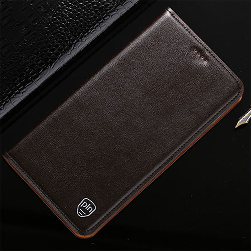 Leather Case Stands Flip Cover Holder H20P for Vivo iQOO 9 5G Brown