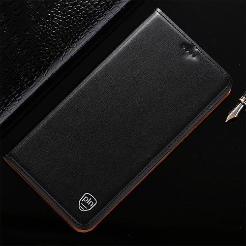 Leather Case Stands Flip Cover Holder H21P for Apple iPhone SE3 (2022) Black