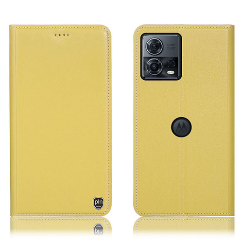 Leather Case Stands Flip Cover Holder H21P for Motorola Moto Edge S30 Pro 5G Yellow