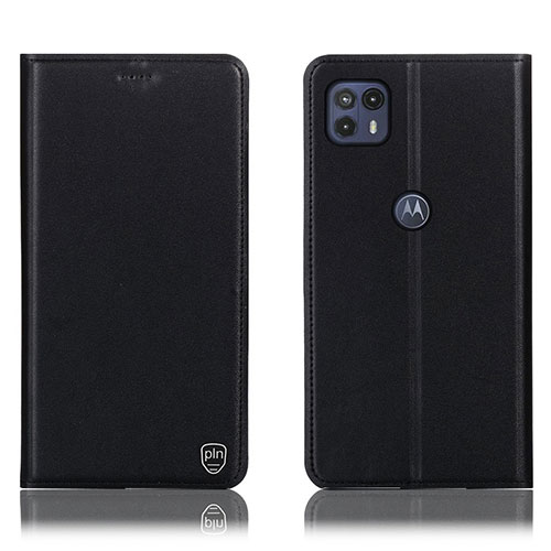 Leather Case Stands Flip Cover Holder H21P for Motorola Moto G50 5G Black