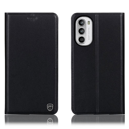 Leather Case Stands Flip Cover Holder H21P for Motorola Moto G71s 5G Black