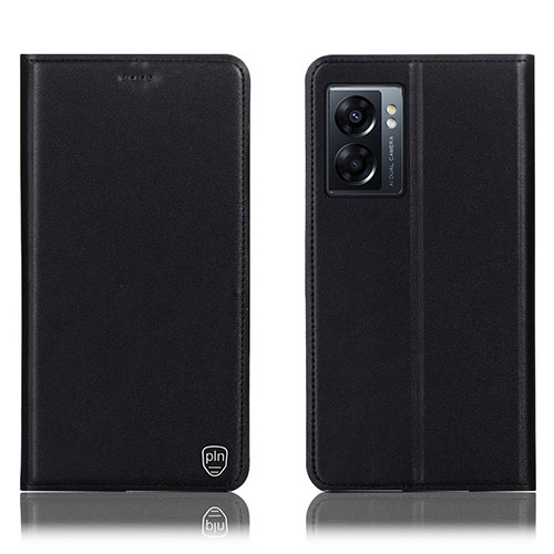 Leather Case Stands Flip Cover Holder H21P for OnePlus Nord N300 5G Black