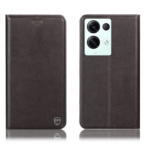 Leather Case Stands Flip Cover Holder H21P for Oppo Reno8 Pro 5G Brown