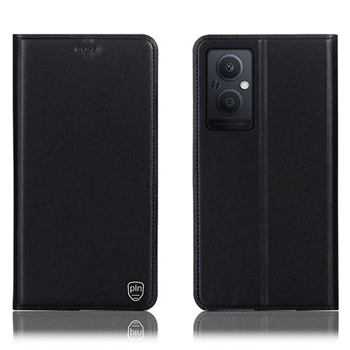 Leather Case Stands Flip Cover Holder H21P for Oppo Reno8 Z 5G Black