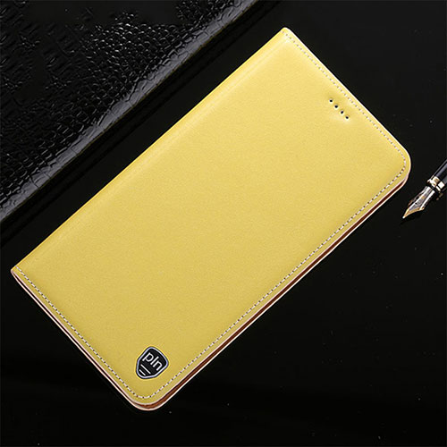 Leather Case Stands Flip Cover Holder H21P for Samsung Galaxy Note 10 Plus 5G Yellow