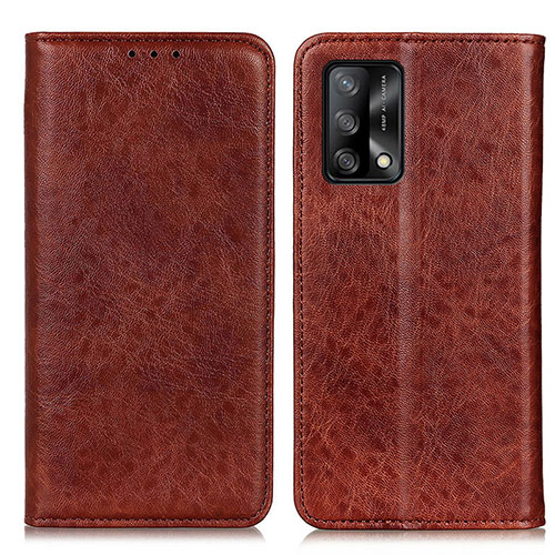 Leather Case Stands Flip Cover Holder K01Z for Oppo A95 4G Brown