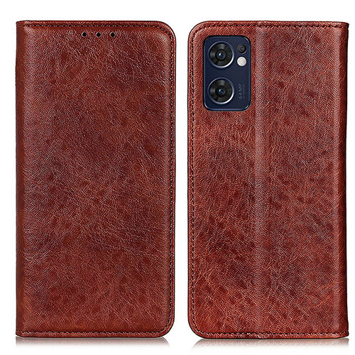 Leather Case Stands Flip Cover Holder K01Z for Oppo Reno7 5G Brown