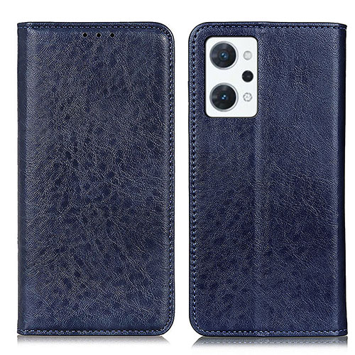 Leather Case Stands Flip Cover Holder K01Z for Oppo Reno7 A Blue