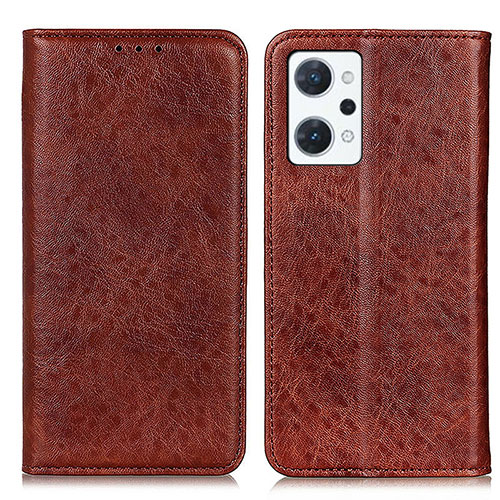 Leather Case Stands Flip Cover Holder K01Z for Oppo Reno7 A Brown