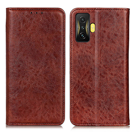 Leather Case Stands Flip Cover Holder K01Z for Xiaomi Poco F4 GT 5G Brown