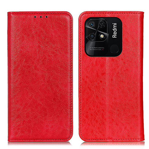 Leather Case Stands Flip Cover Holder K01Z for Xiaomi Redmi 10 Power Red