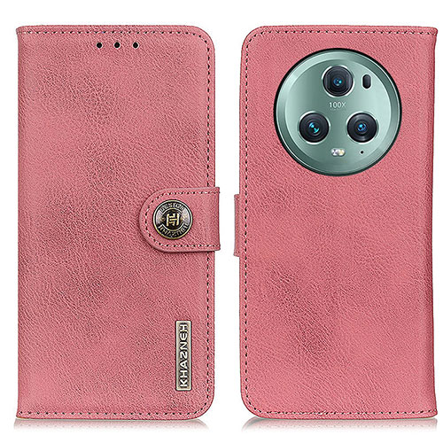 Leather Case Stands Flip Cover Holder K02Z for Huawei Honor Magic5 Pro 5G Pink