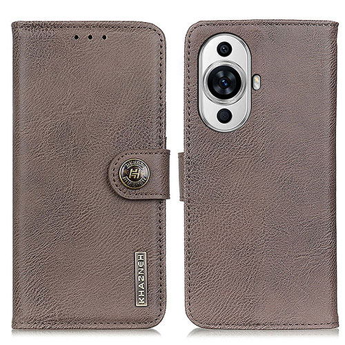 Leather Case Stands Flip Cover Holder K02Z for Huawei Nova 11 Pro Gray