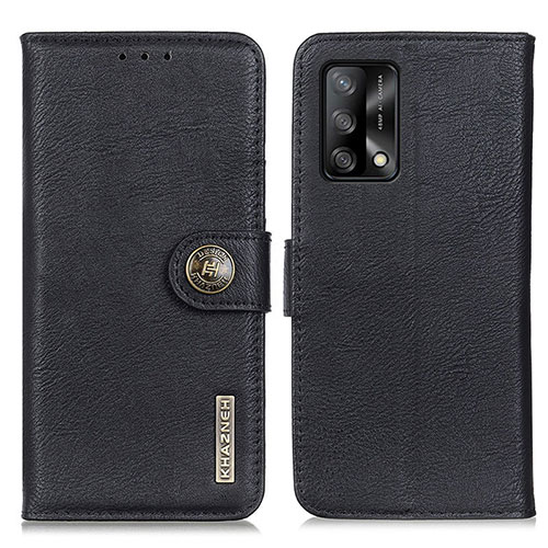 Leather Case Stands Flip Cover Holder K02Z for Oppo A74 4G Black