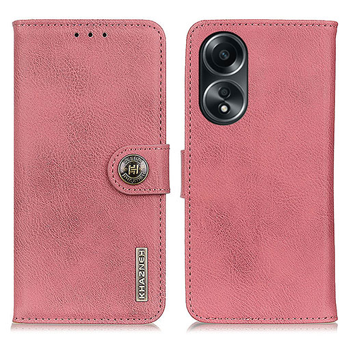 Leather Case Stands Flip Cover Holder K02Z for Oppo A78 5G Pink