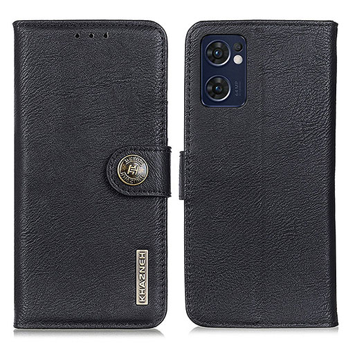 Leather Case Stands Flip Cover Holder K02Z for Oppo Reno7 5G Black