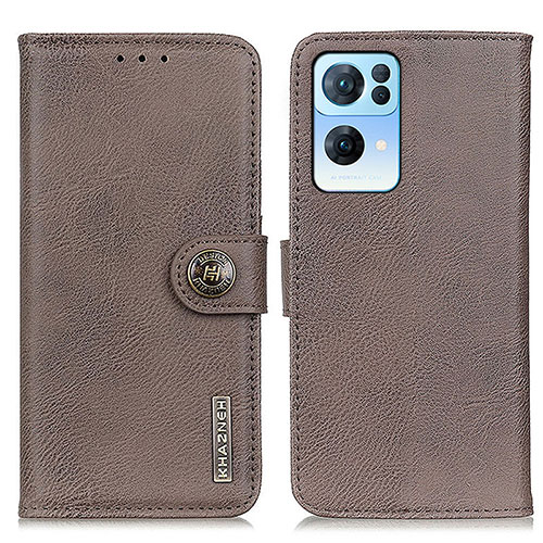 Leather Case Stands Flip Cover Holder K02Z for Oppo Reno7 Pro 5G Gray