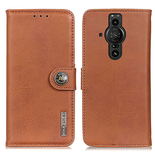 Leather Case Stands Flip Cover Holder K02Z for Sony Xperia PRO-I Brown