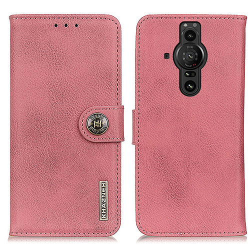 Leather Case Stands Flip Cover Holder K02Z for Sony Xperia PRO-I Pink