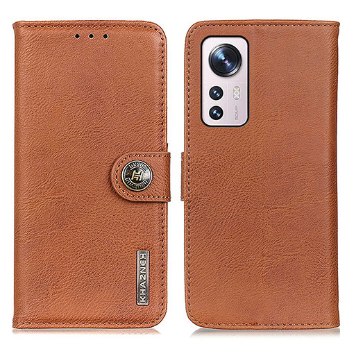 Leather Case Stands Flip Cover Holder K02Z for Xiaomi Mi 12S 5G Brown