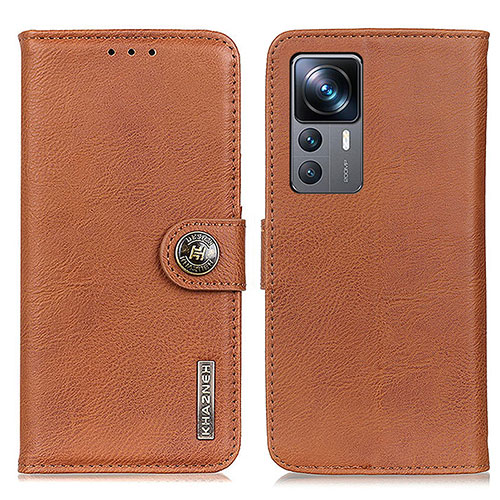 Leather Case Stands Flip Cover Holder K02Z for Xiaomi Mi 12T 5G Brown