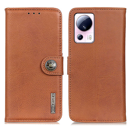 Leather Case Stands Flip Cover Holder K02Z for Xiaomi Mi 13 Lite 5G Brown