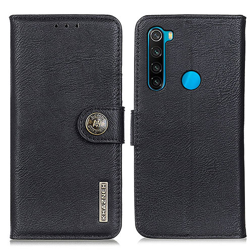 Leather Case Stands Flip Cover Holder K02Z for Xiaomi Redmi Note 8 (2021) Black