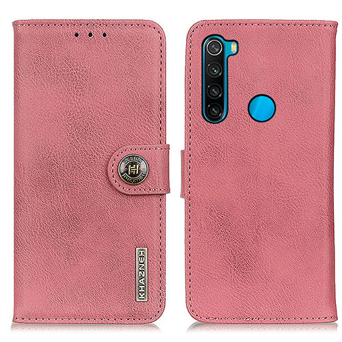 Leather Case Stands Flip Cover Holder K02Z for Xiaomi Redmi Note 8 (2021) Pink