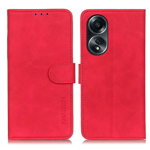Leather Case Stands Flip Cover Holder K03Z for Oppo A78 5G Red