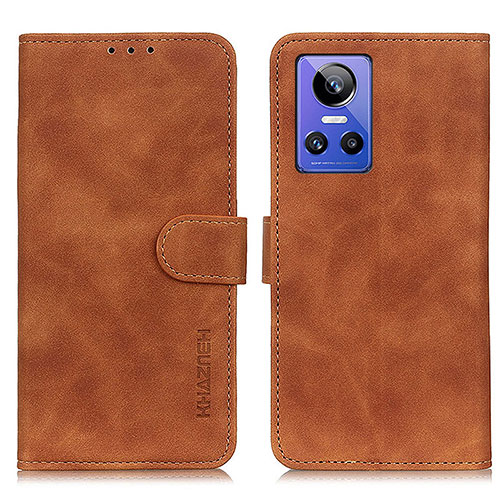 Leather Case Stands Flip Cover Holder K03Z for Realme GT Neo3 5G Brown