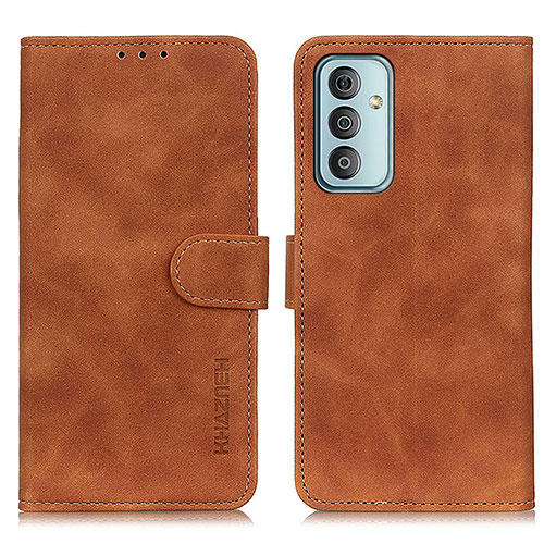 Leather Case Stands Flip Cover Holder K03Z for Samsung Galaxy M13 4G Brown
