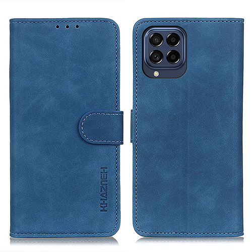 Leather Case Stands Flip Cover Holder K03Z for Samsung Galaxy M53 5G Blue