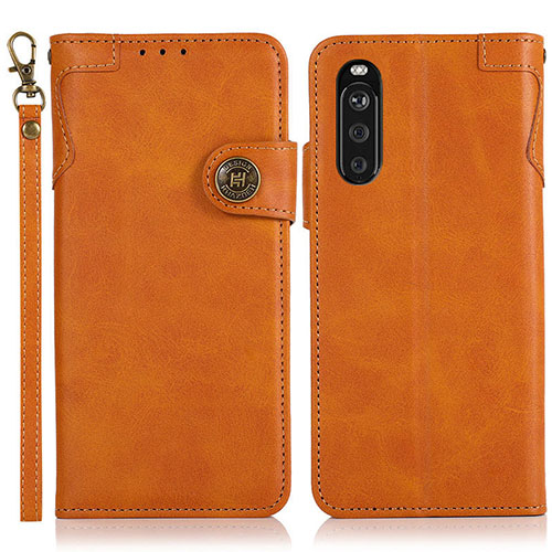 Leather Case Stands Flip Cover Holder K03Z for Sony Xperia 10 III Brown